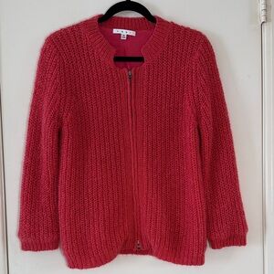 CAbi Women’s Mohair & Wool Blend Chunky Knit Zip Bomber Cardigan Sweater